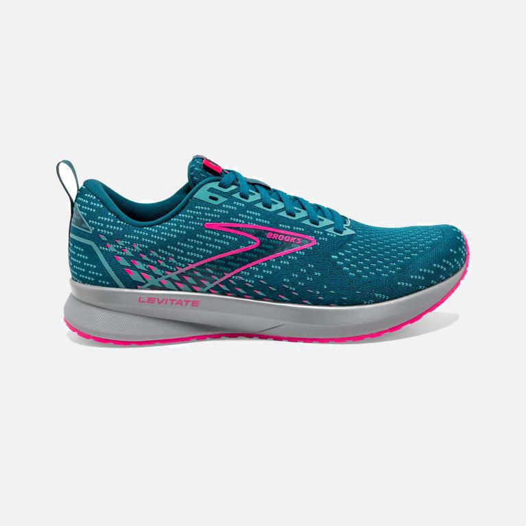 Brooks Levitate 5 Israel - Women's Road Running Shoes - Blue/Porcelain/Pink (53804-ZUEH)